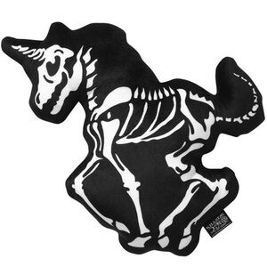 Killstar Black and White Pillow with Skeleton Design